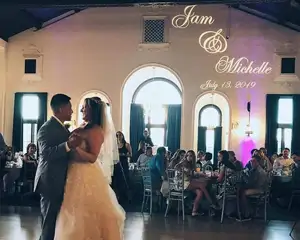 Bride and Groom's names projected onto wall with gobo lights